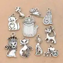Микс тибетские посеребренные подвески в виде кошек Изготовление ювелирных изделий ожерелье аксессуары браслет ручной работы 10 шт./лот