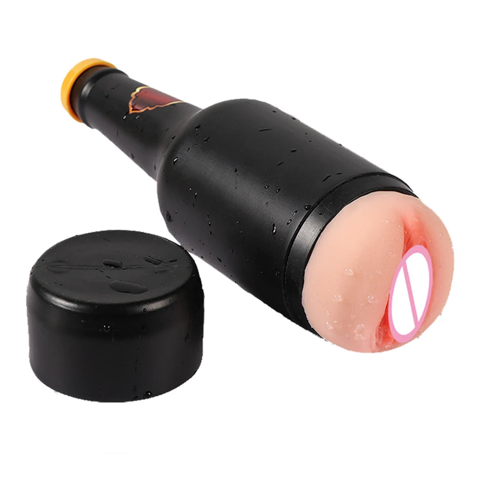 Beer Bottle Shape Male Masturbator Vagina Remote Control Vibrator Conceal Aircraft Cup Penis Orgasm Stimulation Sex Toy For Man