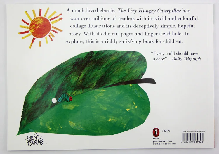Обучающая детская книга на английском языке для малышей и маленьких детей Очень голодная гусеница Эрика Карле