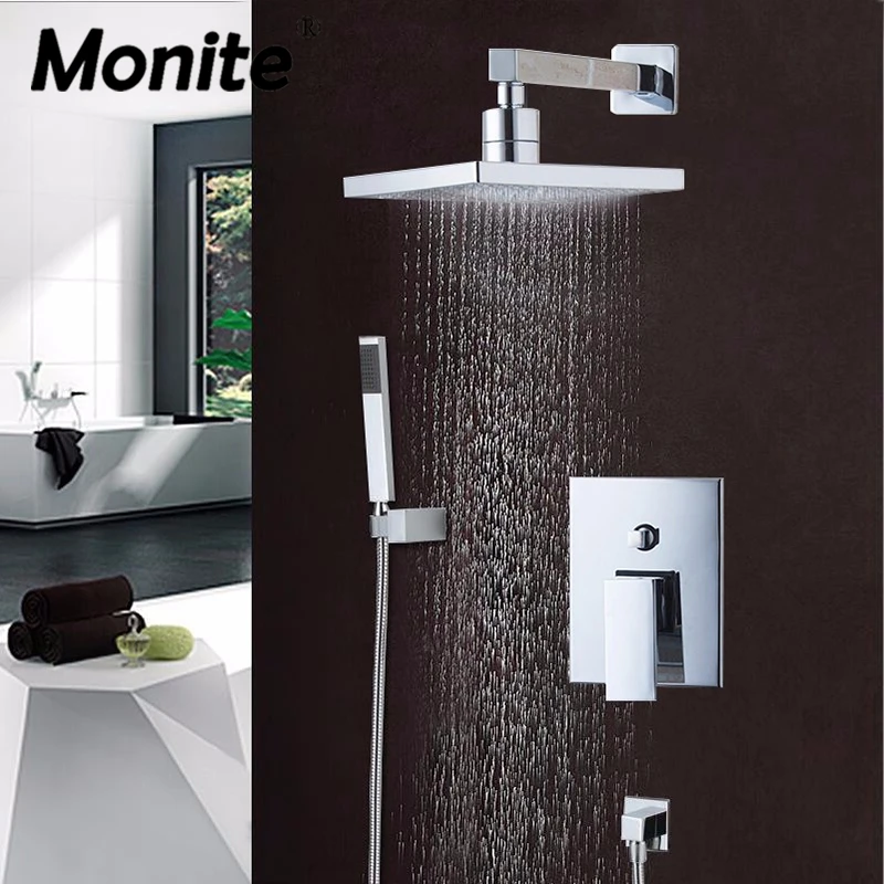 

Best Price Wall Mounted Rain Shower Set Square Shower Head 8" Shower Set with Control Valve Shower Set Faucets
