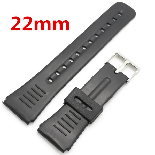 Black 22mm Band Width Rubber Wrist Watch Band Strap Stainless Steel Pin