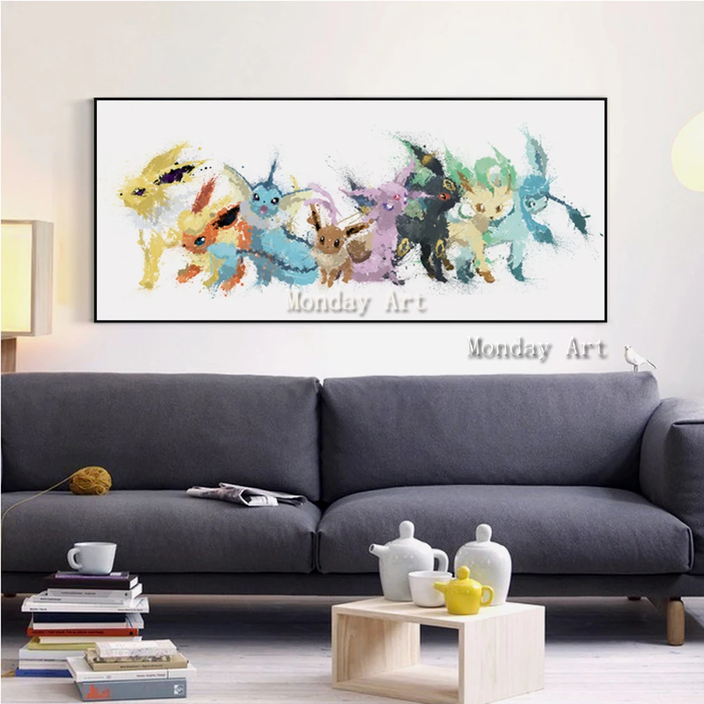 

Top Artist Hand-painted High Quality Modern Art Pikachu Oil Painting on Canvas Abstract picture handmade Animal Oil Painting