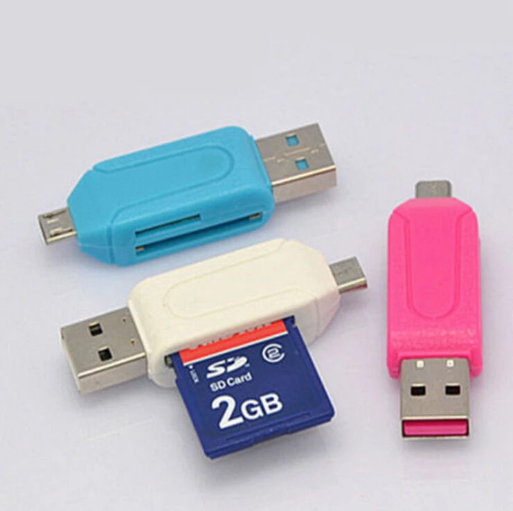 Micro USB OTG к USB 2,0 адаптер SD/Micro SD кард-ридер для смартфонов/ПК sim-карты и аксессуары Кардридеры и резервное копирование