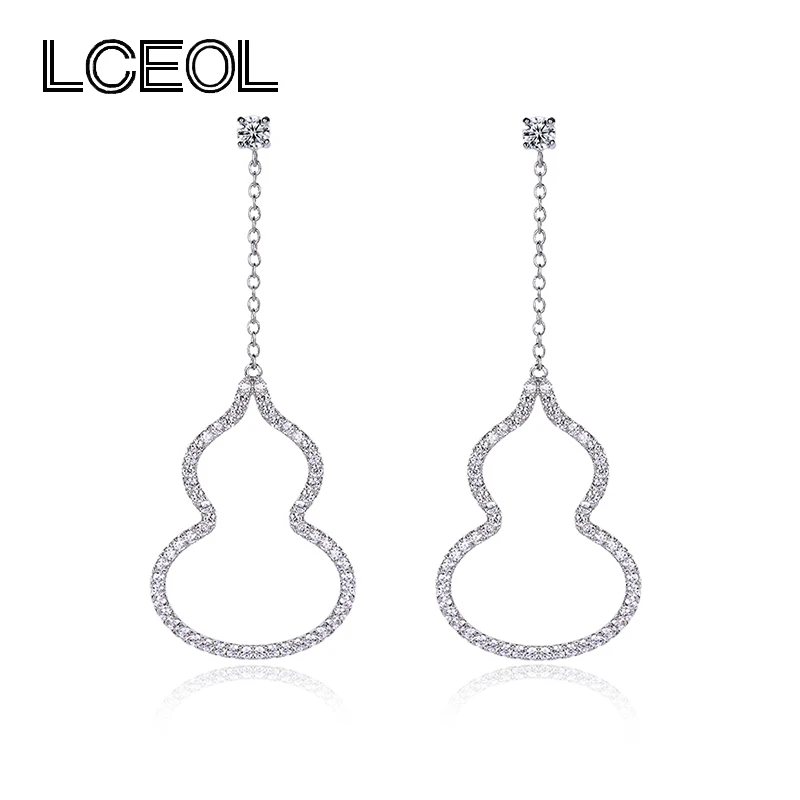 

LCEOL Fashion Cute Cucurbit design Dangle Zircon Calabash Pendant Earrings for Women Shiny Cubic Zircon Drop Earring for Wedding