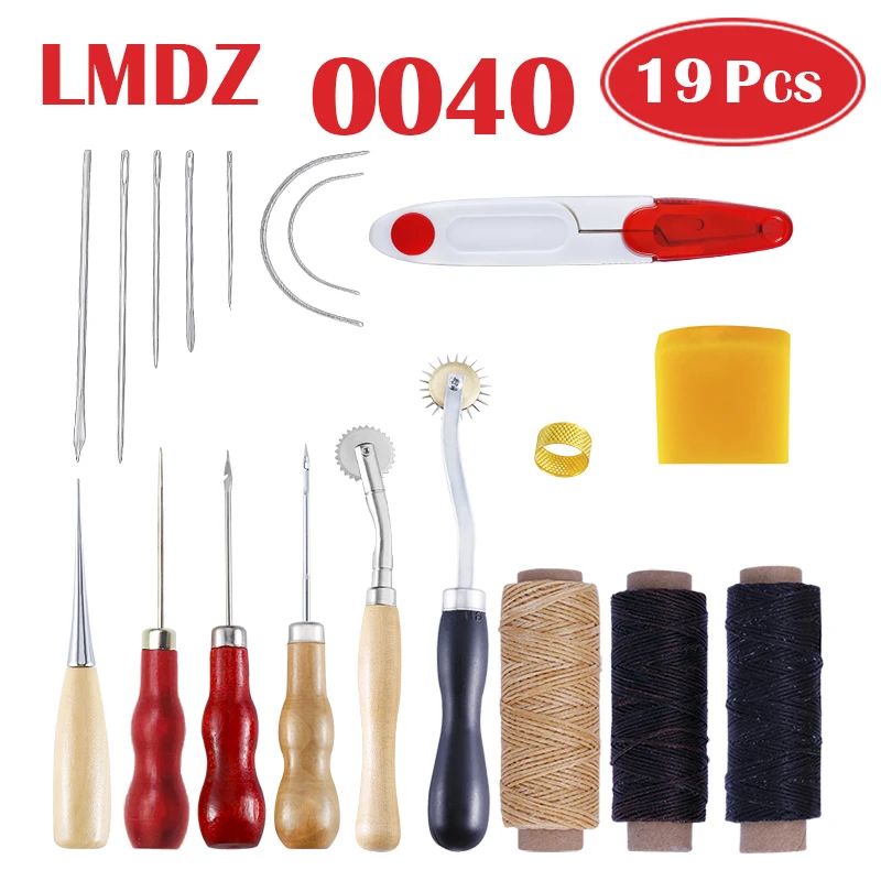 LMDZ Кожа ремесло шитье инструмент пряжа, шило вощеный наперсток набор пряжа, шило вощеный наперсток набор для ручной строчки