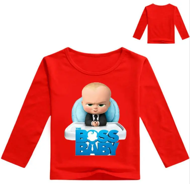 

2019 Kids Hoodies Shirt Long Sleeve T-shirt Tops BOSS BABY Boys Sweatshirt Red Noze Day Costume Children Sport Shirt