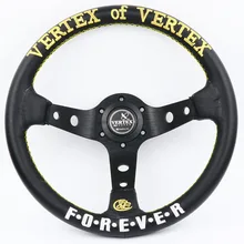 Золотой и Белый Вышивка 13 дюймов Vertex Forever черный натуральная кожа Drift спортивные Рули
