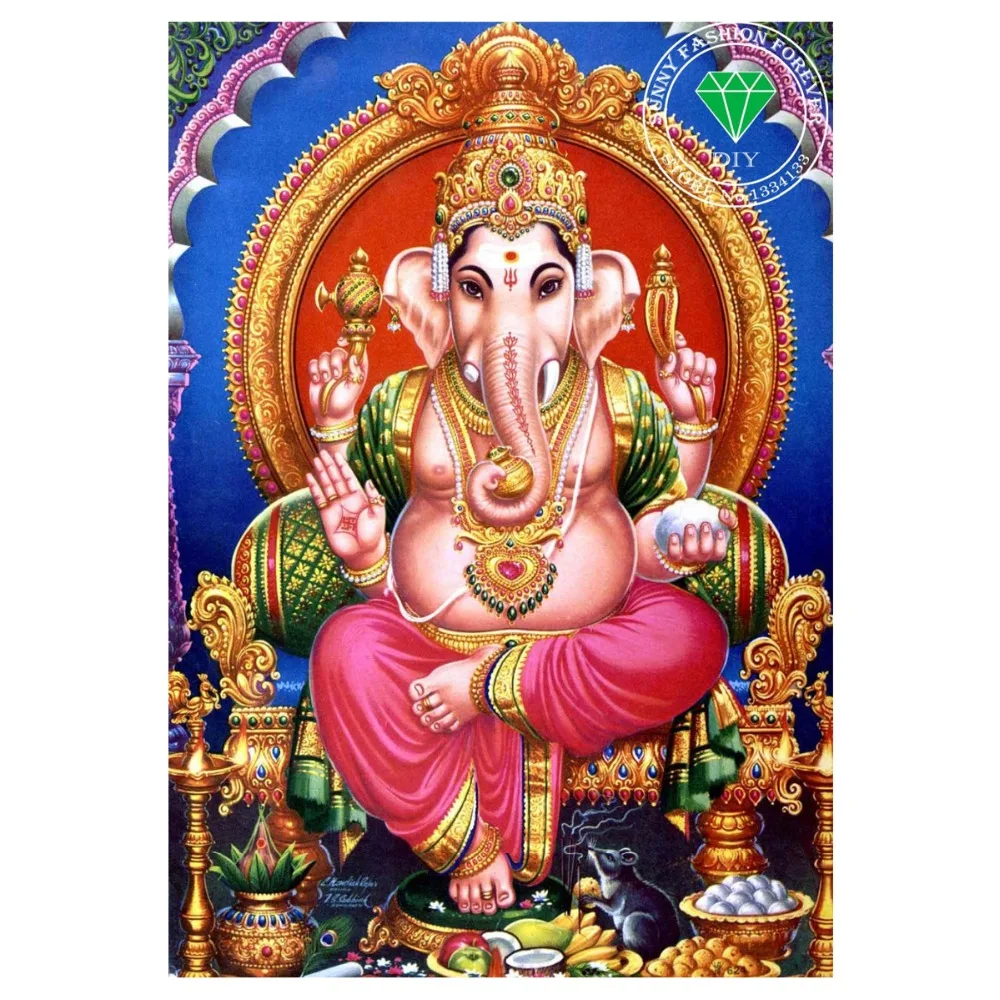 

5D Diy Diamond Painting Icon of Hindu Ganesh Diamond Mosaic Handicraft Needlework Crafts Home Decor 3D Embroidery Cross Stitch