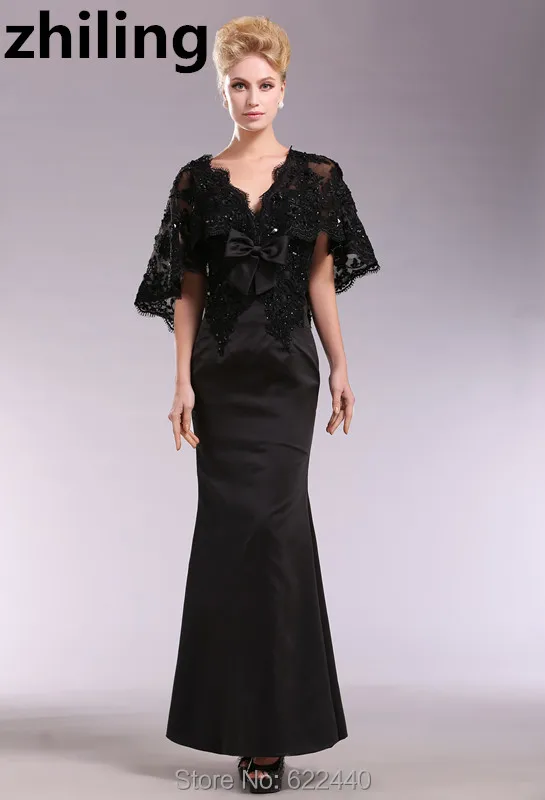 

Black Mermaid Mother Of The Bride Dresses Sexy V-neck Women Formal Dress With Shawl Custom-made