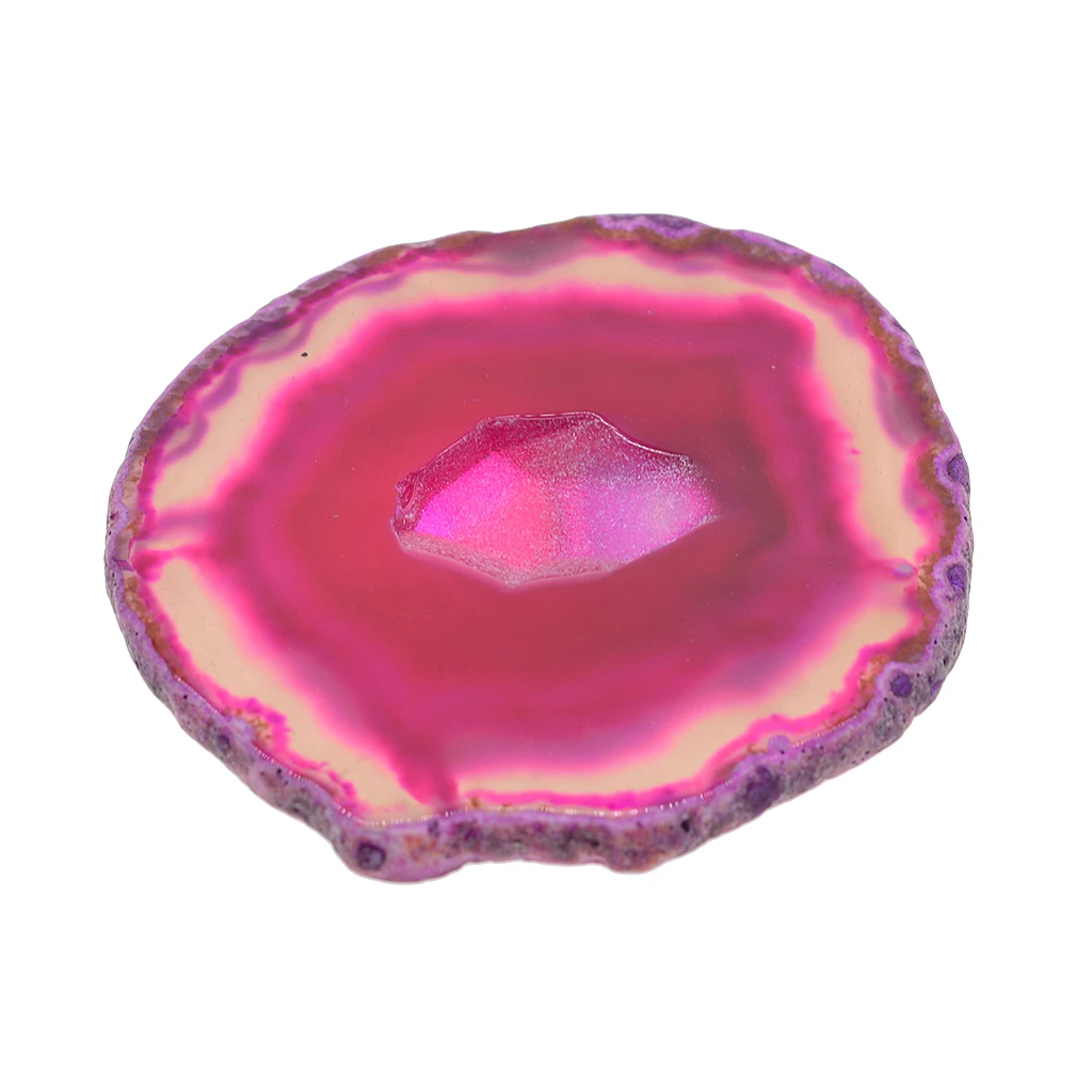 2 Pieces Natural Originally 80-100mm Agate Quartz Crystal Slices Coaster Home Gemstone Ornament Cup Mat DIY Crafts Group