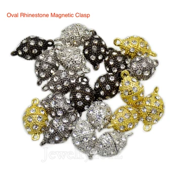 

30Sets/Lot Crystal Rhinestone Strong Magnetic Oval Clasp Connector For Bracelet Necklace Making Fashion Silver Gold Wholesale