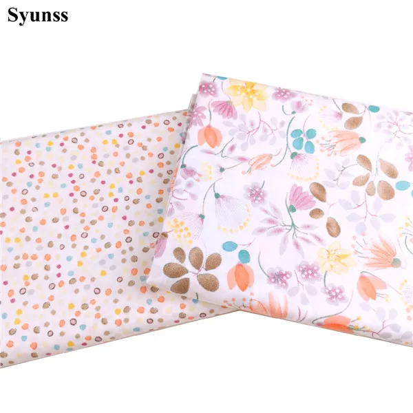 Syunss Diy Patchwork Cloth For Quilting Baby Cribs Cushions Dress Sewing Tissus Orange Floral Dot Printed Cotton Fabric Tecido - Цвет: each design