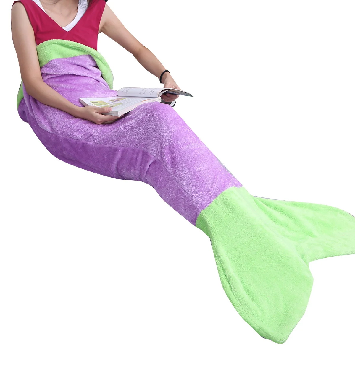 Дешевая фланель флис русалки Одеяло покрывало для сна ТВ диван Одеяло детские пижамы для детей и взрослых, покрывала для постели сумка тяжелое одеяло - Цвет: Purple Green