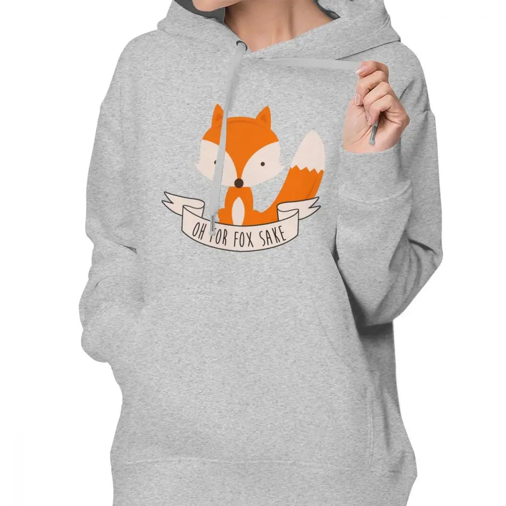 Милая толстовка с капюшоном Oh For Fox Sake, толстовки с принтом серого цвета, женская сексуальная уличная одежда с длинным рукавом, XL, хлопковый пуловер с капюшоном - Цвет: Серый
