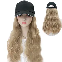 Allaosify Новый стиль s шляпа и волосы в одном стиле простые удобные регулируемые парики для женщин синтетический длинный волнистый парик блонд
