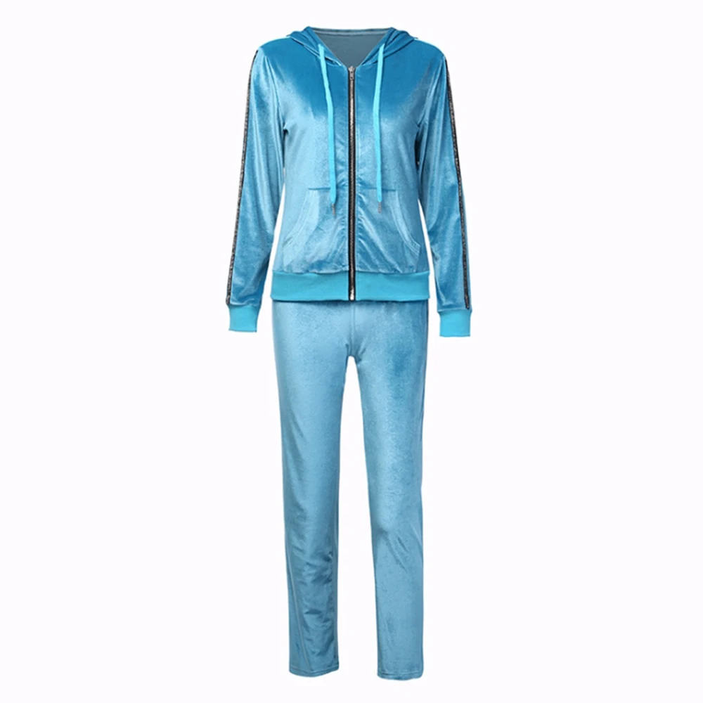 Спортивный комплект для йоги, женская спортивная одежда, комплект из 2 предметов, рубашки с длинными рукавами, спортивные костюмы для бега, спортивный костюм - Цвет: Синий