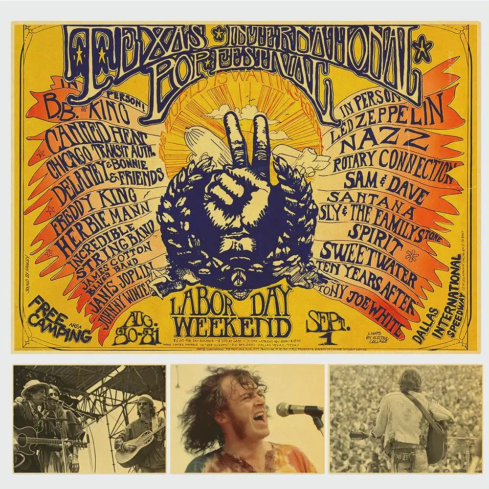 

Woodstock high quality Retro Poster Vintage poster Kraft Paper Personalised Room Decoration Wall Decor For Home Bar Cafe
