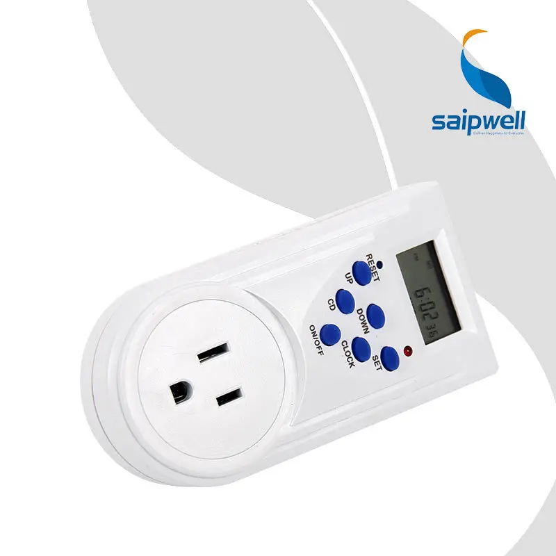 

2pcs/lot 10A 110V US Plug-in Programmable Timer Socket Switch / 6-key Type Weekly Digital Timer  (SPTGE-6A-M-1800W)