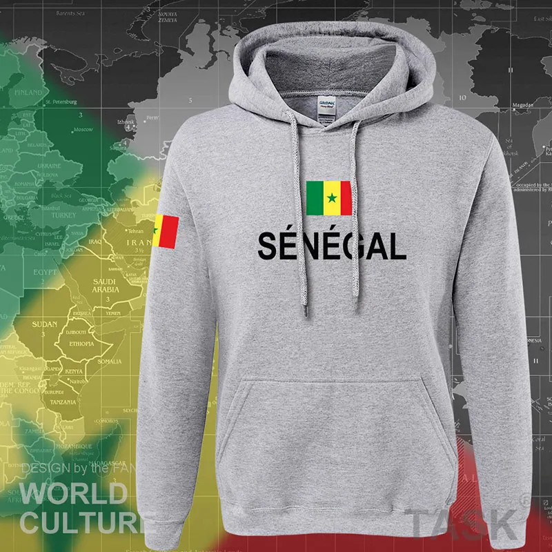 Senegal SEN/мужская толстовка с капюшоном; Новая Толстовка в стиле хип-хоп; уличная одежда; Спортивный костюм; Национальный футболист; спортивная страна; Африка; Сенегальский стиль - Цвет: hooded gray