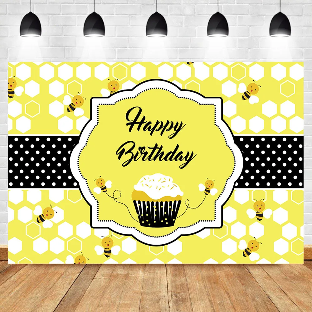 

Happy Bee Birthday Backdrop 1st Honey Bee Day Photo Background Sweet as can Bee Vinyl Backdrops Bumble Bee Birthday Decorations