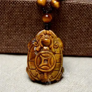 

Pure manual sculpture style charm men and women lovers turtle pendant transshipment tiger eye stone necklace