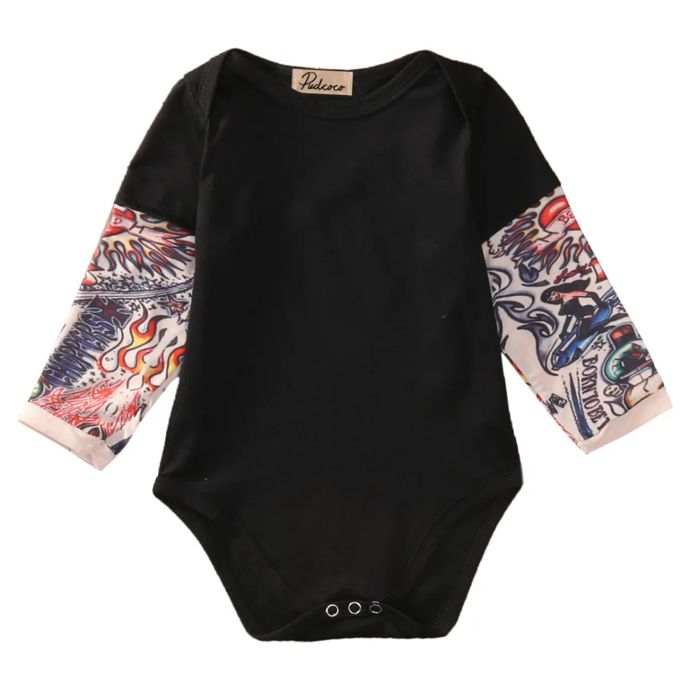 

Newborn Toddler Kids Baby Boy Cotton Tattoo Printing Long Sleeve Jumpsuit Bodysuit Clothes Outfits