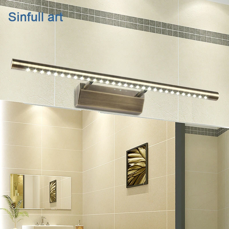 European Green Bronze Mirror Light Bathroom Led Wall Lamp Indoor