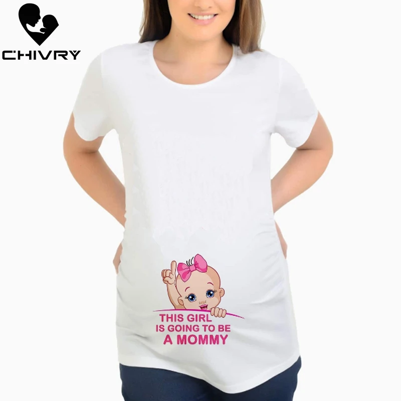 Chivry Футболка для беременных женские летние повседневные футболки с короткими рукавами и рисунком для малышей футболки для беременных