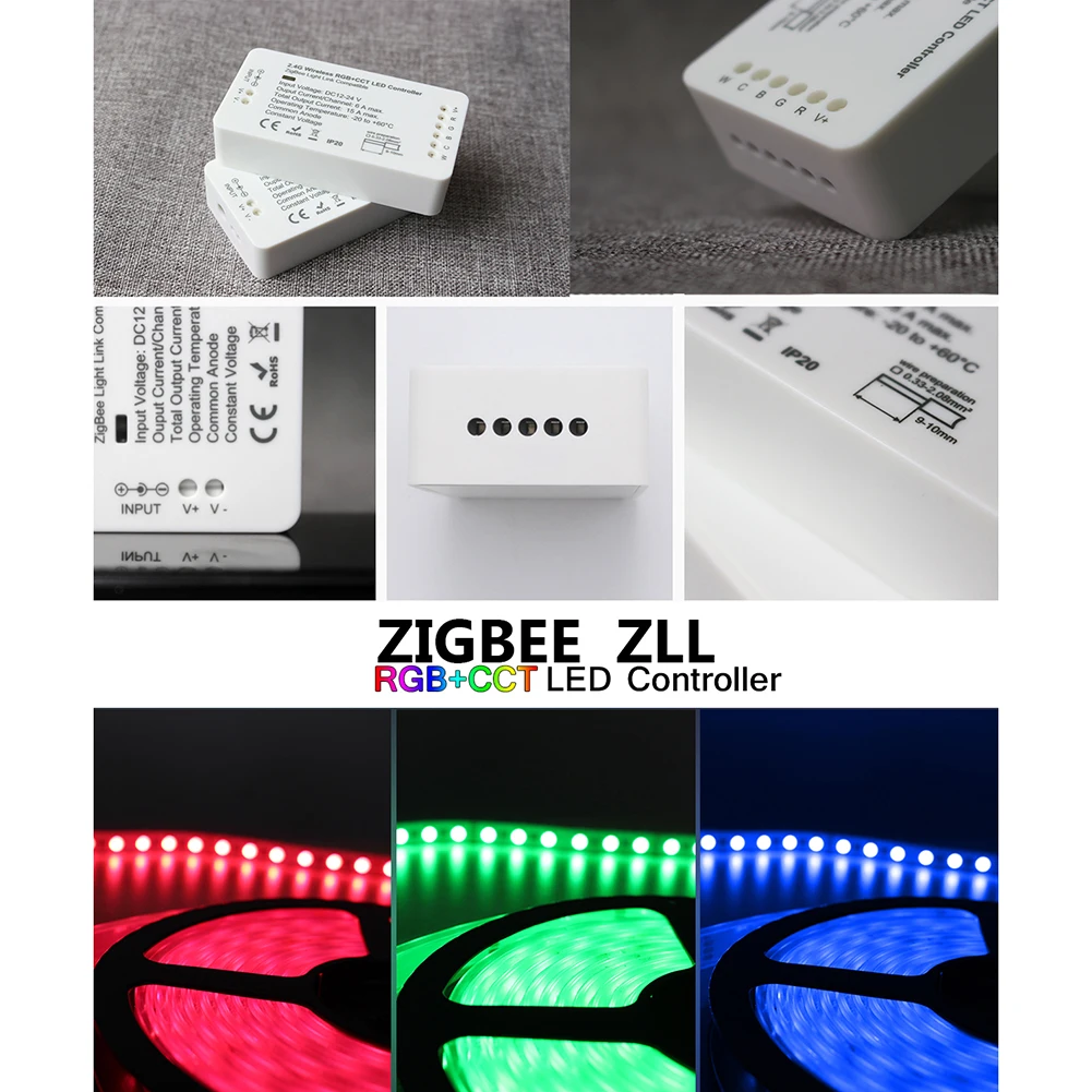 ZIGBEE контроллер rgbw Светодиодные ленты Управление Лер Rgbcct/WW/CW/диммер DC12-24V 180 Вт-360 Вт Smart App Управление работать с ZigBee3.0 Zll