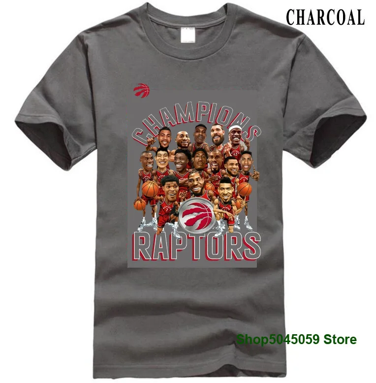 charcoal Футболка Toronto Raptors FINALS THE CHAMPIONS SQUAD-футболка, размер S-3XL, полный цвет, высокое качество, новинка, брендовая мужская футболка - Цвет: charcoal