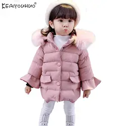 Keaiyouhuo Новый Зимнее пальто для девочек куртка с капюшоном для детей одежда из хлопка пальто для маленьких девочек с длинным рукавом Дети
