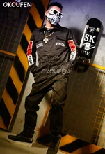Nightclub Bar Singer DJ DS Costume Stage show performance Clothes Black Fashion Workout Uniform Street Dance Wear Hip Hop