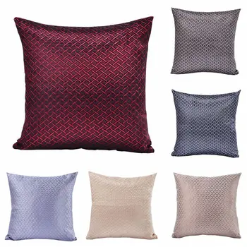 

Home Decorative Grid Solid Color Cushion Cover Polyester Fabric Pillow Case Cover Square Pillowcase For Sofa Chair Car