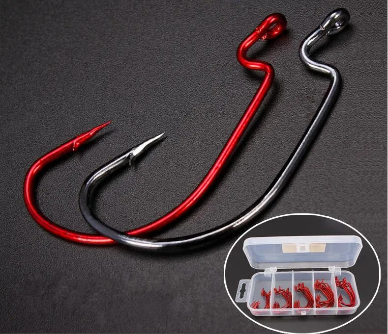 

50 Pieces / Set Worm Hook High Carbon Steel Fishing Hook For Texas Rig Soft Bait 2# 1# 1/0# 2/0# 3/0#