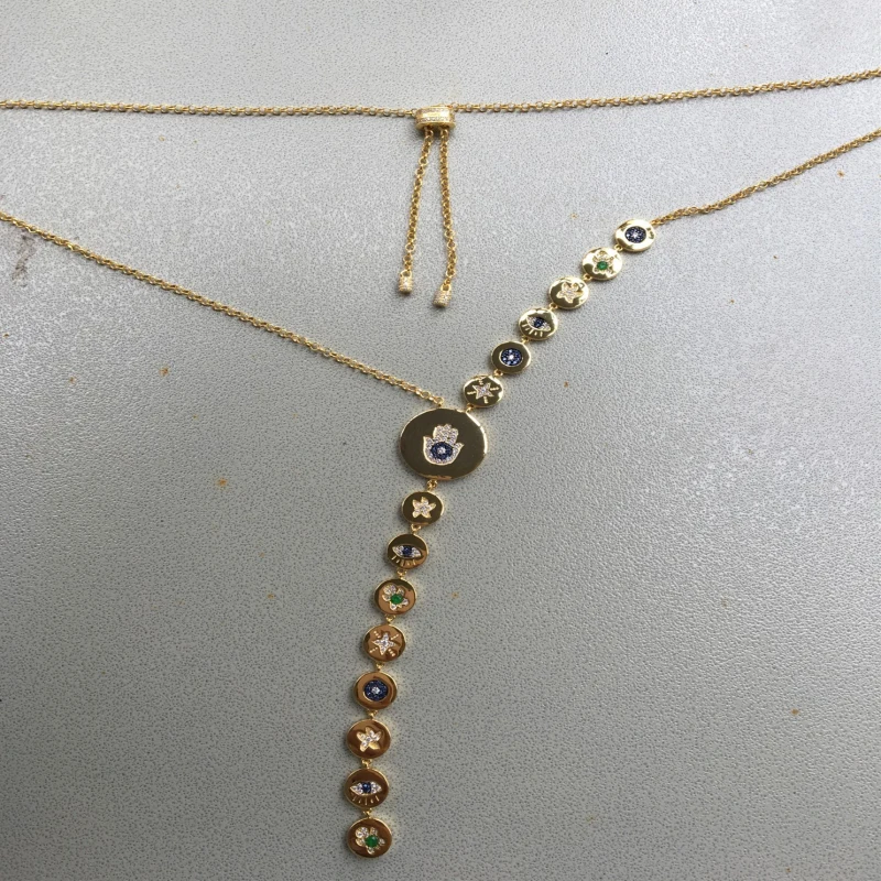 

925 Sterling Silver Inlaid Zircon Summer Element Lucky Series Long Necklace Fits Monaco Jewelry with Ladies Party Jewelry