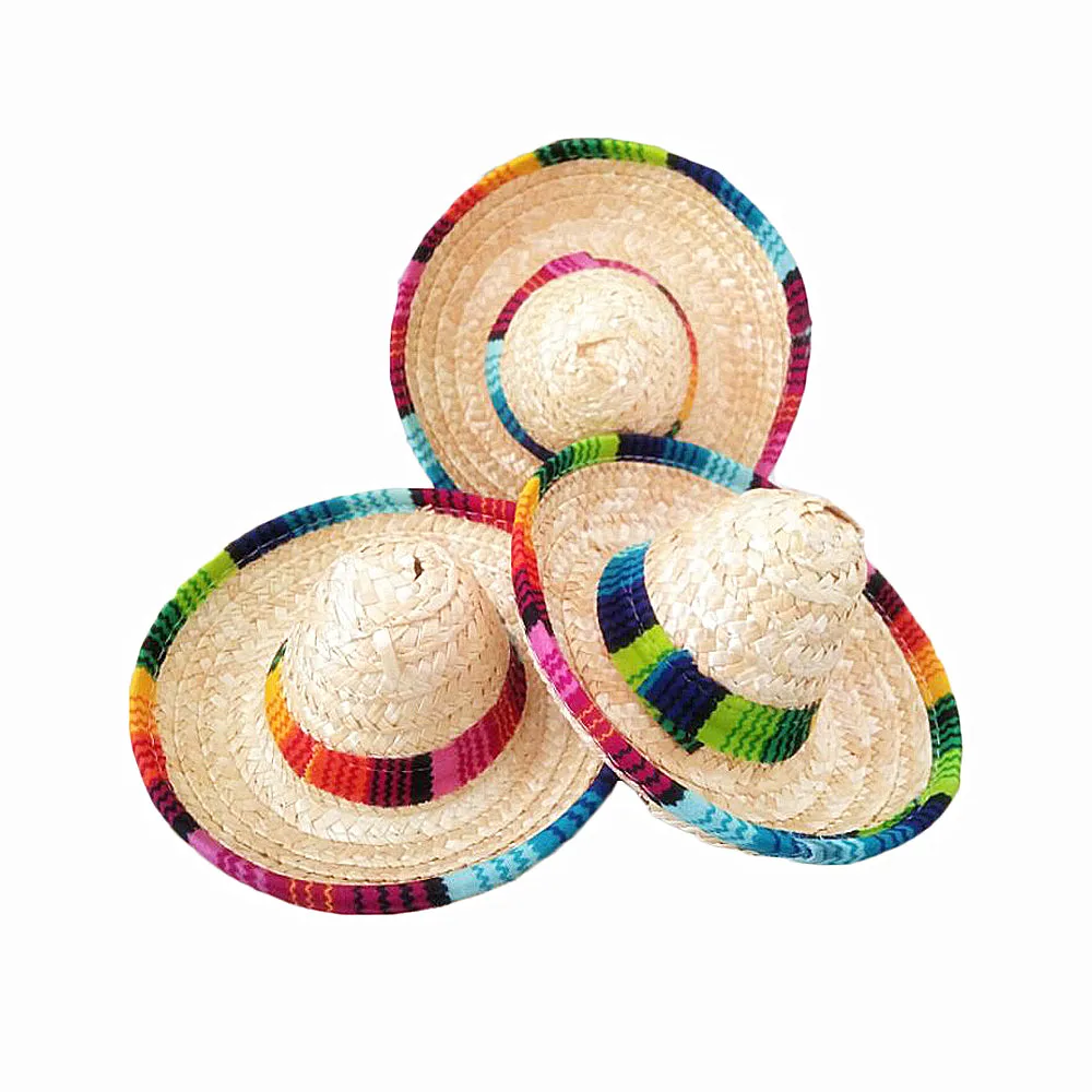 Mini Pet Dogs Straw Hat Sombrero Cat 