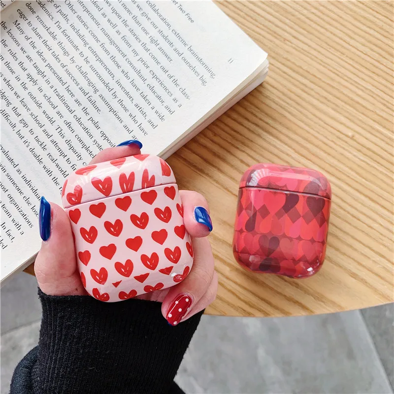 

Love Heart PC Cover For Apple Airpods Hard Case Wireless Bluetooth Earphone Case For iPhone 7 plus Pouch Airpods Accessories