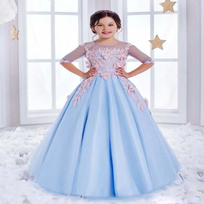 

Sleeveless Flower Girls Dresses for Wedding Gown A-Line Holy Communion Dresses For 2-12 Year Old Lace Mother Daughter Dresses