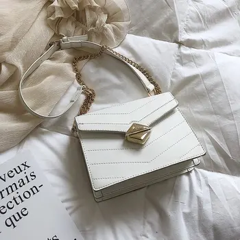 

2019 European Fashion Flap Bag Summer New High Quality PU Leather Women's Designer Handbag Lock Chain Shoulder Messenger Tote