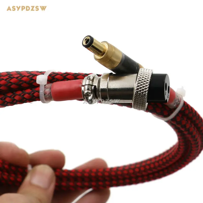 1.8 Meter Single crystal copper plating silver Linear power supply GX16-2 Pin to 5.5*2.1mm Gold-plated air output cable