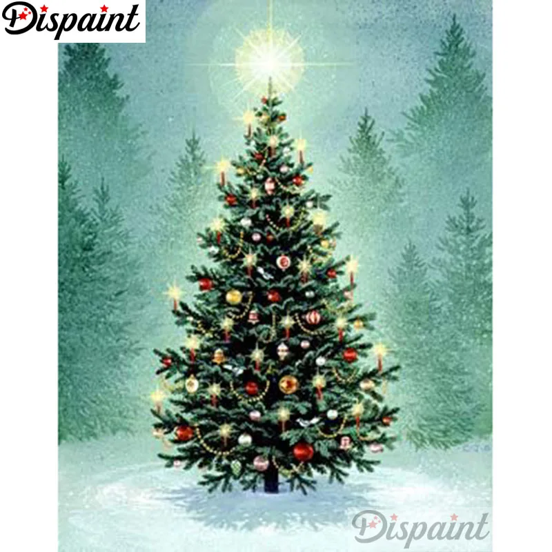 

Dispaint Full Square/Round Drill 5D DIY Diamond Painting "Christmas tree scenery" Embroidery Cross Stitch Home Decor Gift A21296