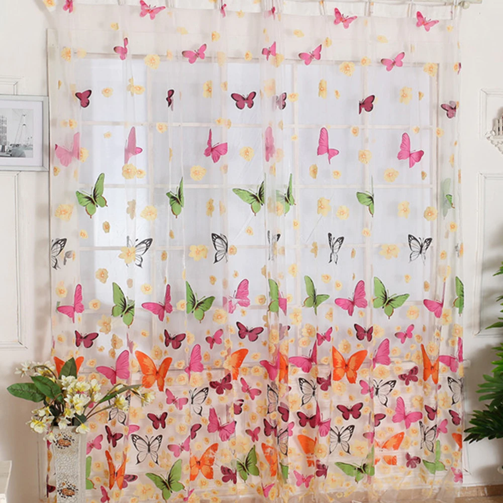 

Butterfly Window Curtains for Living Room Bedroom Embroidered Voile Curtains Butterfly Kitchen Curtains Tulle window Treatments