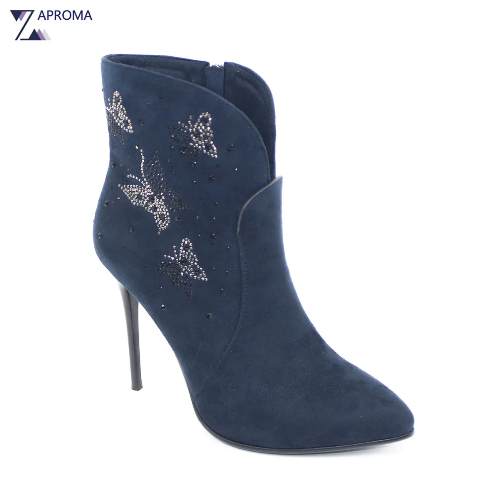 navy blue stiletto boots