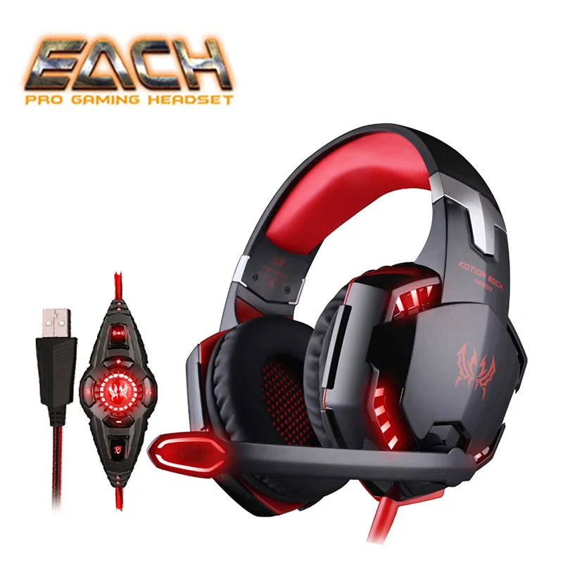 

EACH G2200 Headphones For Computer Gaming Headset USB 7.1 Surround Sound Vibration with Microphone LED Light PC Headset Gaming