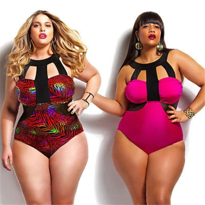 

3XL One Piece Swimsuit Women Brazilian Halter Padded One Piece Bikini Swimsuit Monokini Plus Size Tankinis Large Size Swimwear
