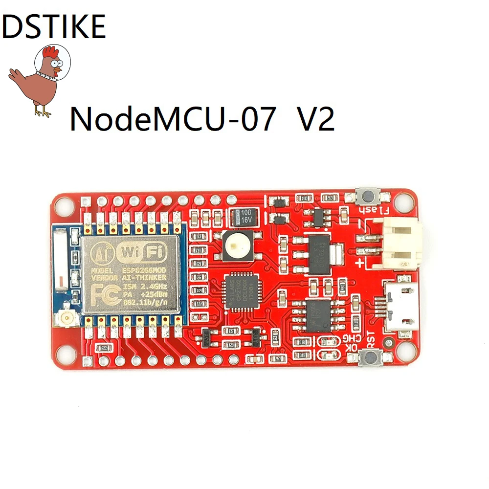 DSTIKE NodeMCU-07 V2 ESP8266 2dBi антенны зарядное устройство RGB светодиодный ESP-07 LM39100 низкая стоимость мощности CP2102 Wi-Fi Совет по развитию - изображение