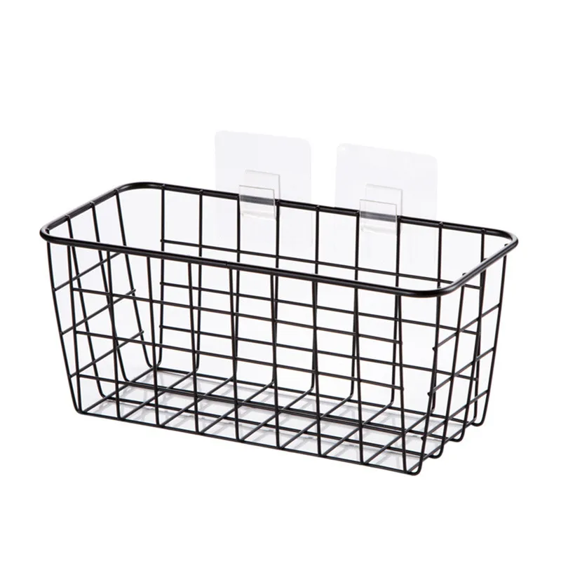 Аксессуары для ванной, кухни, корзина для хранения, прямоугольная коробка для хранения, настенный стеллаж XNC - Цвет: Черный