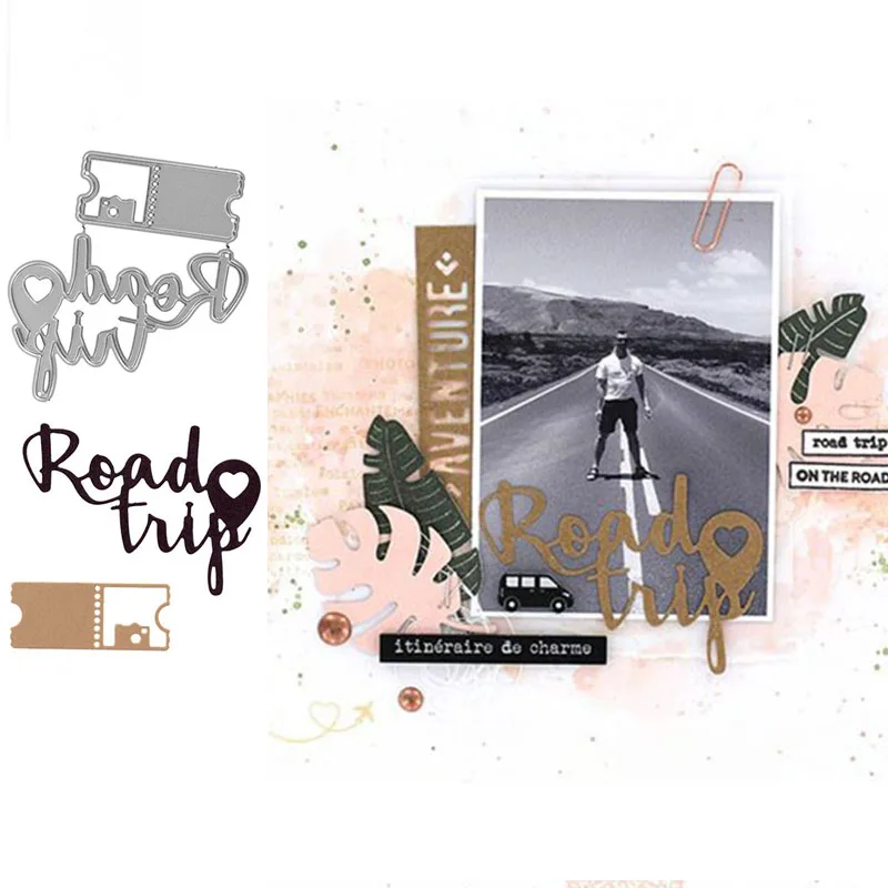 

Road Trip Love Nous You Happy Metal Cutting Dies Stencils for DIY Scrapbooking Album Stamp Card Embossing New 2019 Die Cut