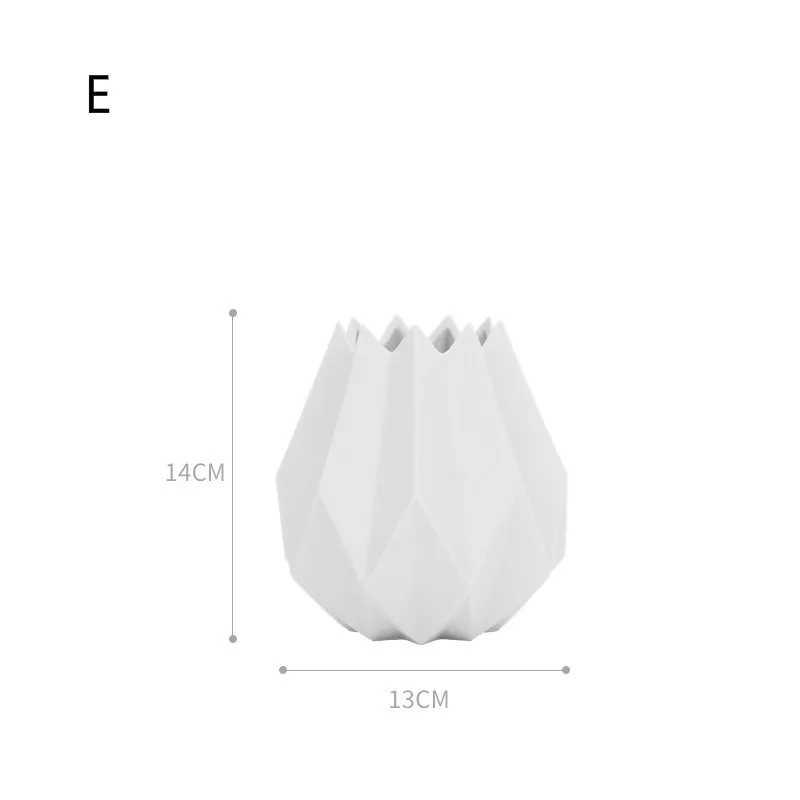 Скандинавские современные керамические вазы Макарон оригами белый розовый светильник серый светильник голубые вазы дома свадьба спальня гостиная украшения - Цвет: Белый