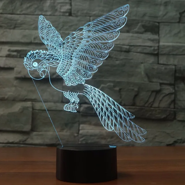 Parrot Bird Led 3d Night Light Usb Pet Store Home Decor 3d Rgb Lamp